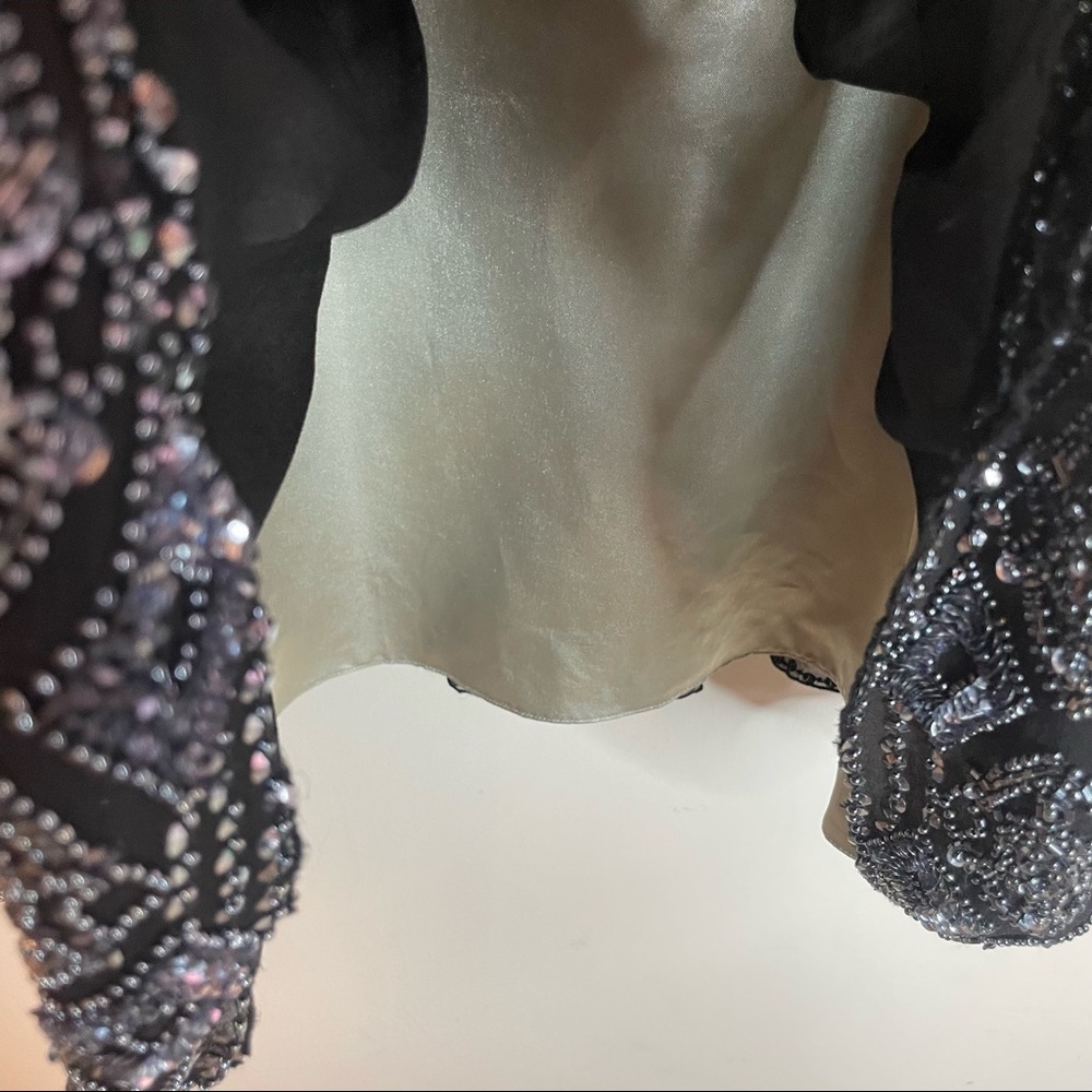 Adrianna Papell Evening Black Shimmering Dress Beaded Size 14 - Picture 5 of 10